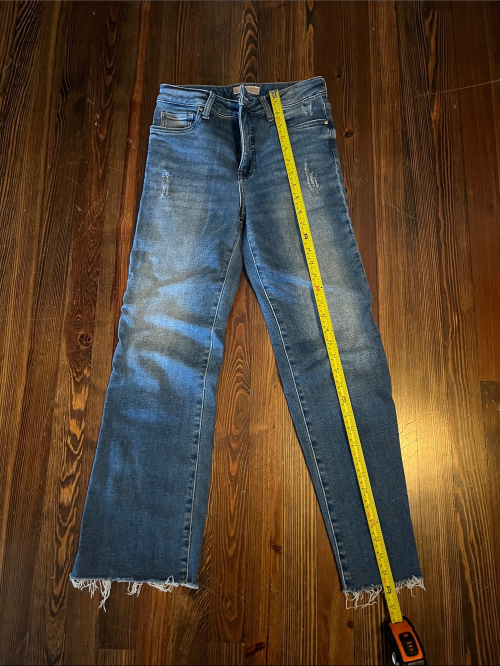 Kut from the Kloth Distressed Blue Fab Ab Ankle Flare Jeans